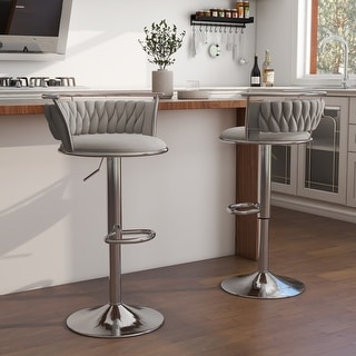 Modern Velvet Adjustable Swivel Bar Stools Set of 2