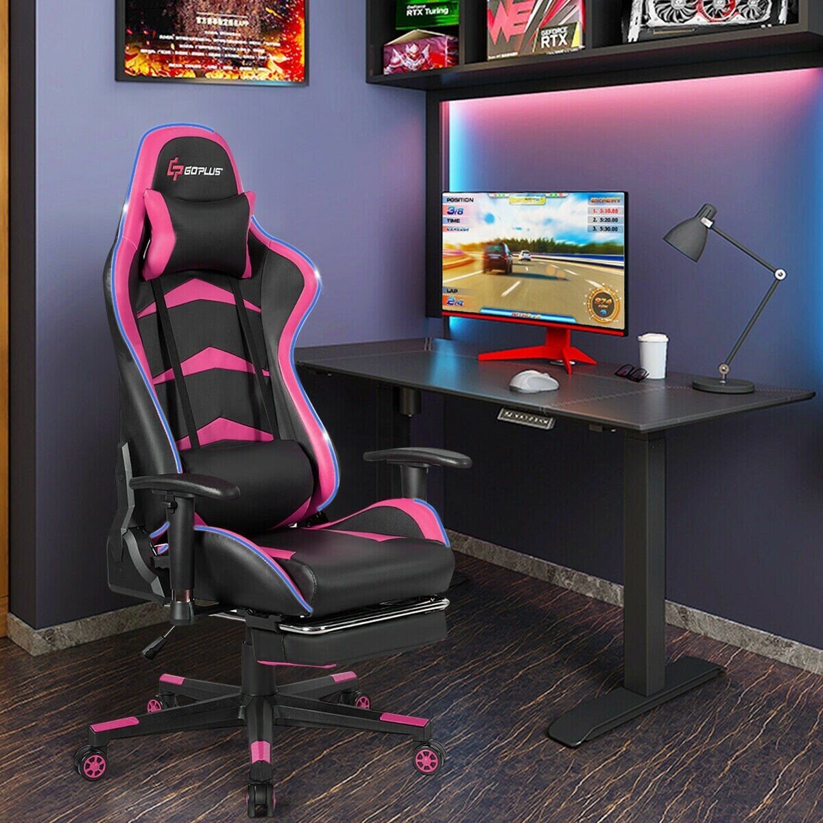 Pink massage gaming hotsell chair