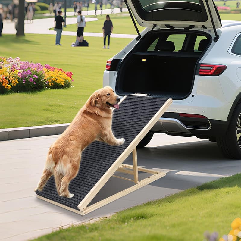 Anmytek UPGRADED Extra Wide Non-Slip Dog Ramp - 16" Wide, 80lb Capacity