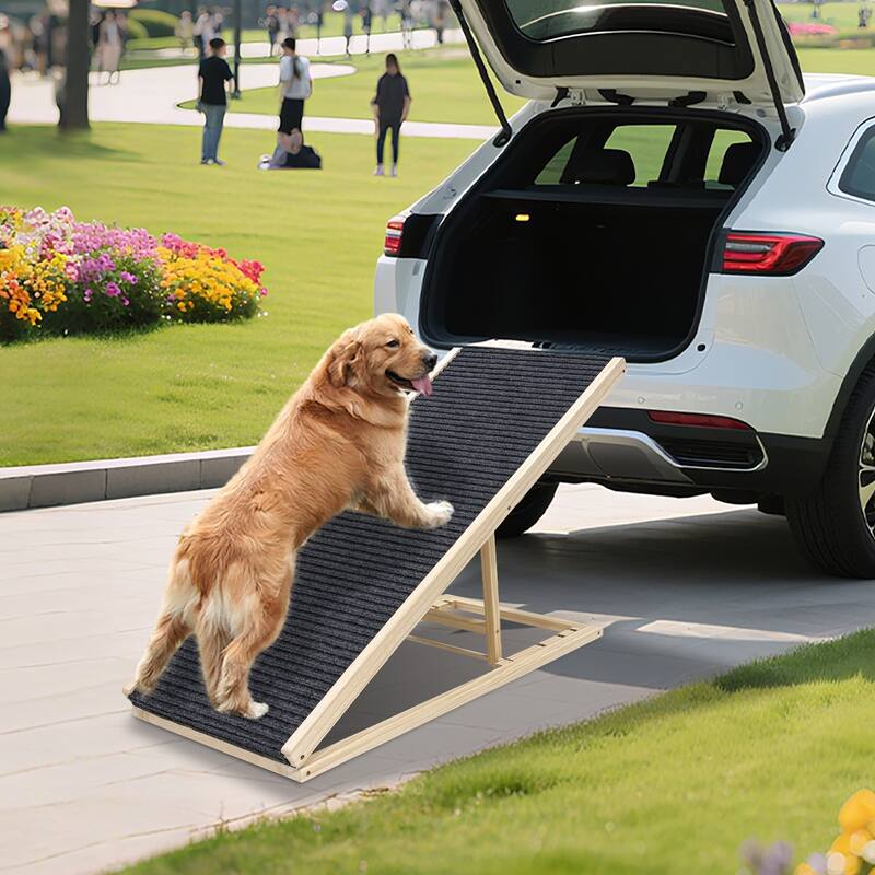 Dog Ramp for Bed, Extra Wide Excellent Traction, Pet Ramp for Small Dogs, Non-Slip Rubber Surface, 16" Wide Hold up to 80lb