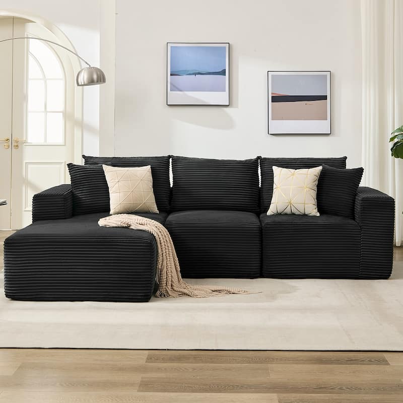 109'' Corduroy Modular Sectional Sofa with Chaise
