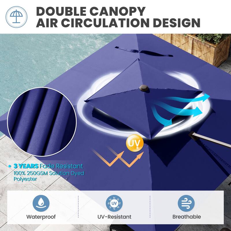 Outdoor 10FT Square Adjustable Offset Cantilever Patio Umbrella
