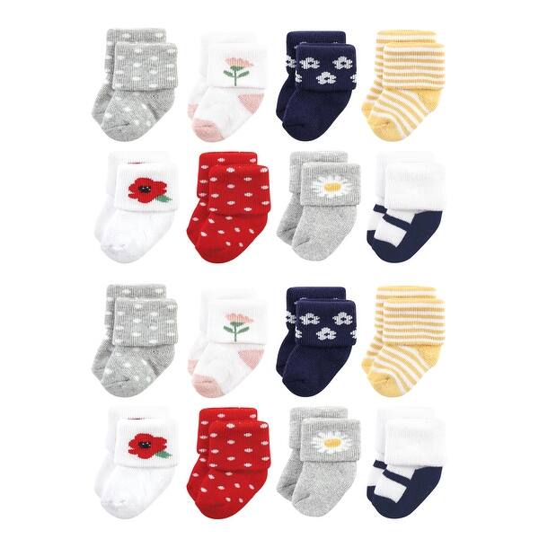 slide 1 of 1, Hudson Baby Cotton Rich Baby Terry Socks 16-Pack, Wildflower Wildflower - 0-6 Months