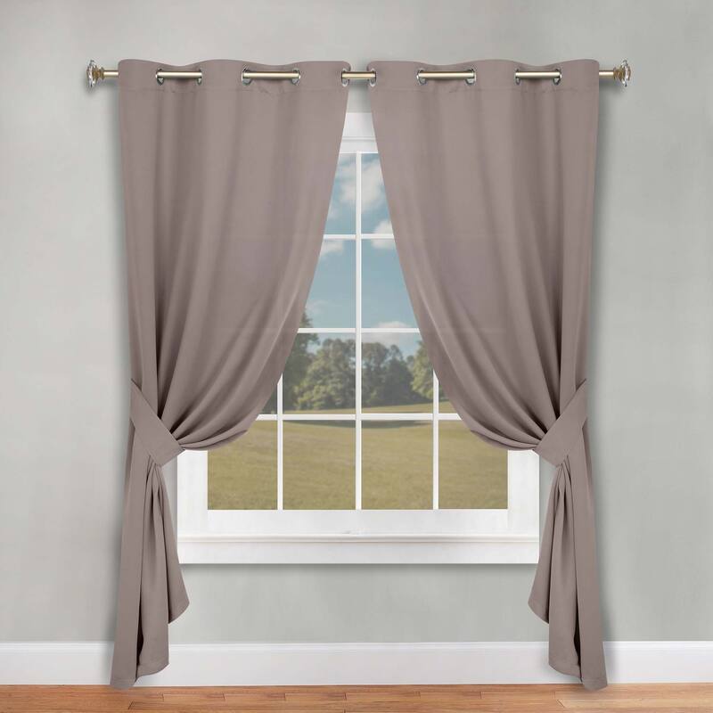 Superior Solid Machine Washable Room Darkening Blackout Curtains with Back Tabs, Set of 2