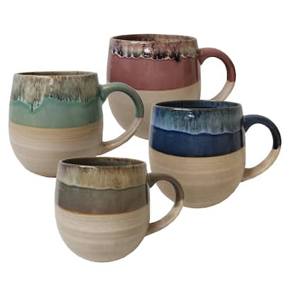 Tuscon 26-ounce Assorted Color Glaze Stoneware Mugs (Set of 4)