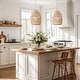 preview thumbnail 2 of 23, Callie Rattan Pendant Light - Natural Bell 1-Light Handwoven Ceiling Light