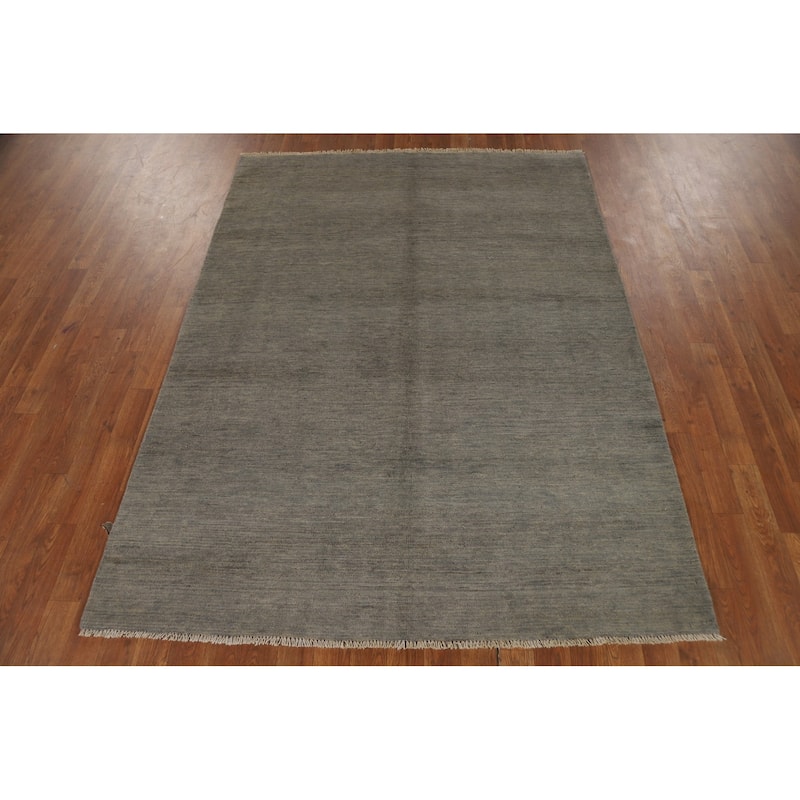 Gray Gabbeh Oriental Area Rug Living Room Hand-Knotted Wool Carpet - 4'10" x 6'7"