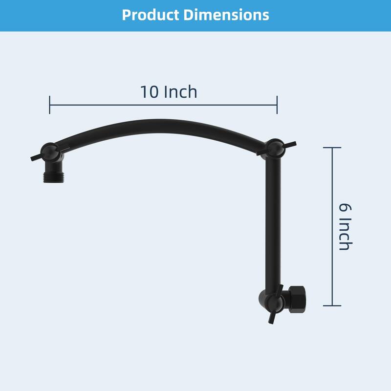 16" Solid metal Adjustable Shower Head Extension Arm with Lock Joint