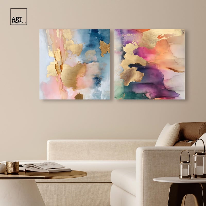 Gold Foil Set Canvas Set of 2 by Art Remedy, Gallery Wrapped