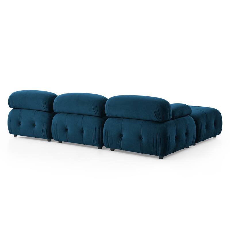 93" Velvet Modular Sectional Sofa with Button Tufted Design, Reversible Ottoman and DIY Combination