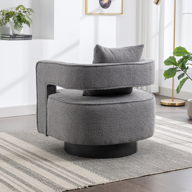 29"W Boucle Upholstered Swivel Armchair Single Sofa