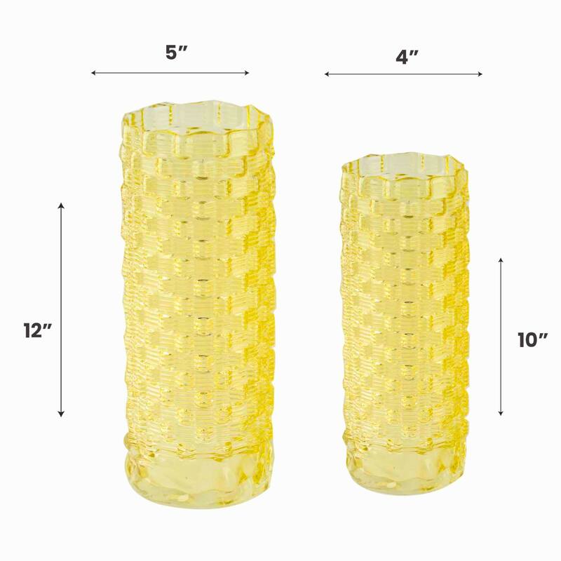 Set of 2 Tall Speckled Sandstone Ceramic Oblong Table Vases for Decor