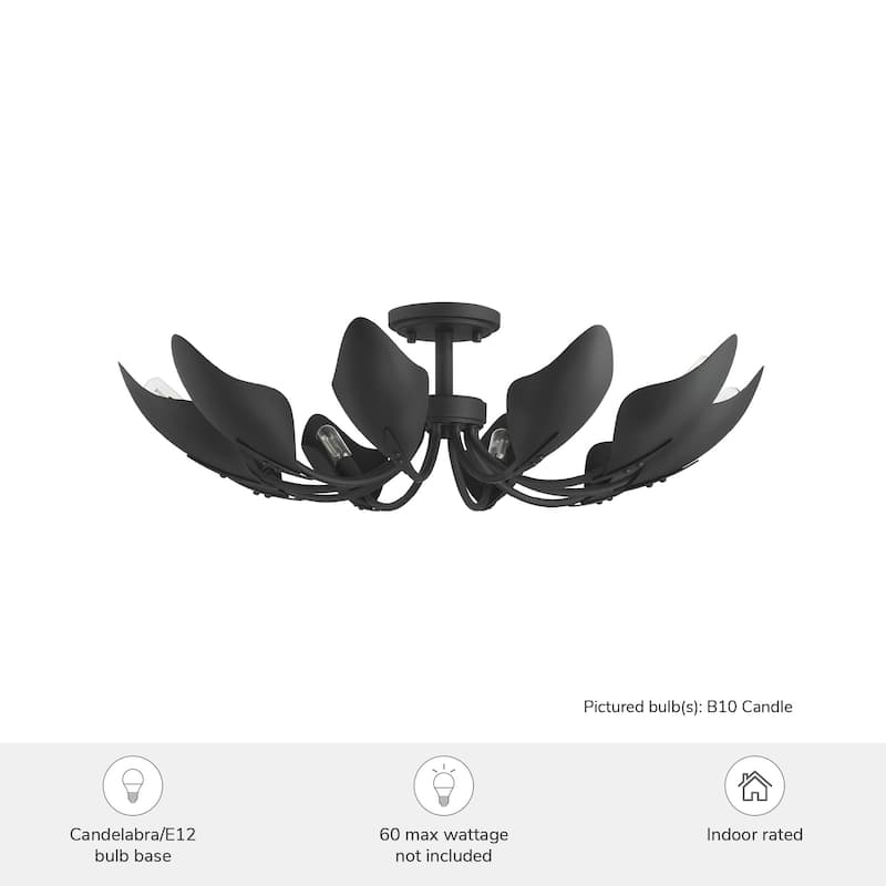 Hunter Juneway 10-Light Flush Mount Chandelier - Transitional, Modern/Contemporary - Dining Room, Living Room, Bedroom.
