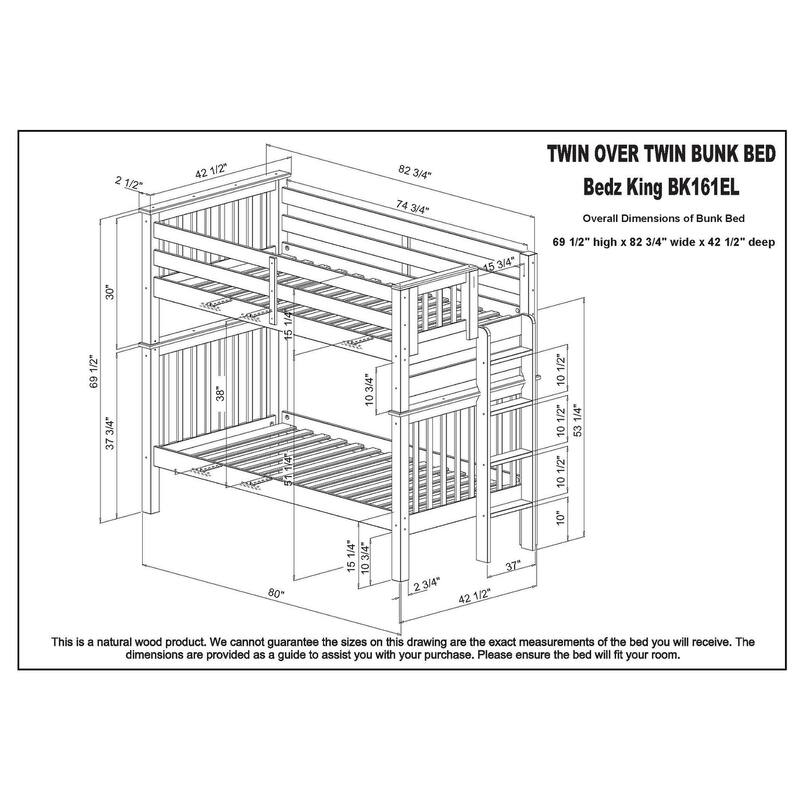 Taylor & Olive Trillium Tall Twin over Twin Bunk Bed with End Ladder
