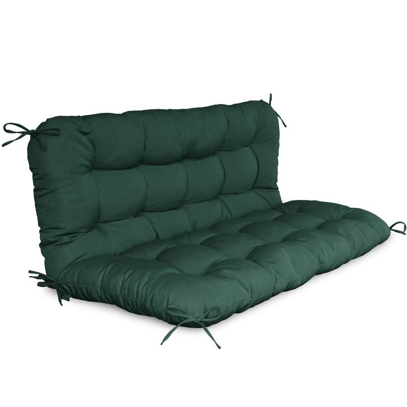 WINSOON 48x40x4 Inch Porch Swing Cushion, Outdoor Swing Bench Cushion with Backrest, Waterproof Bench Cushion - Dark Green