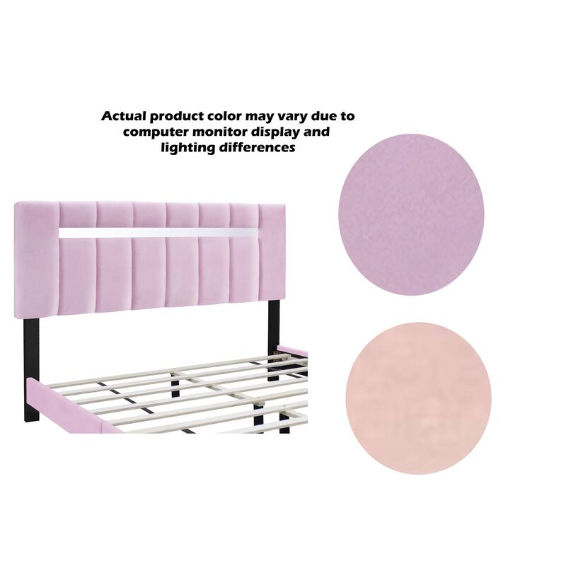 Modern Velvet Upholstered Bed with Adjustable Features