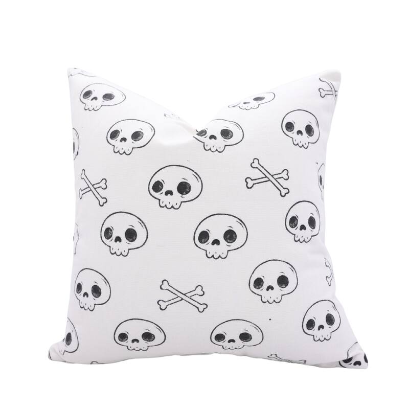Fabdivine Home Decorative Accent Green Cotton Cushion Case, Skeleton - Pillow Covers - Skeleton-White, Black - 20" X 20"