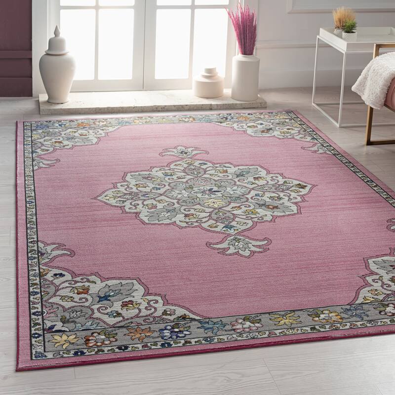 Gaia Traditional Medallion Multicolored Performance Indoor Area Rug by Sevita