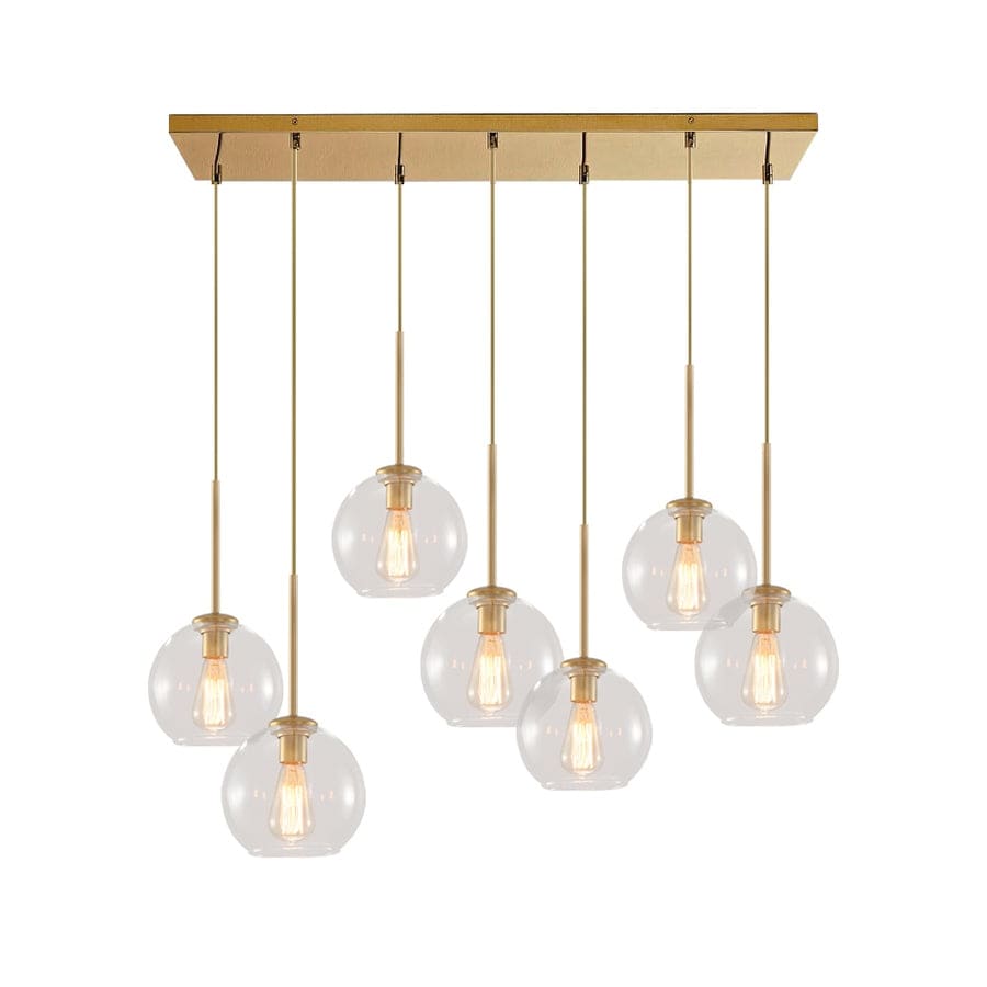 7-Light Glass Globe Kitchen Island Pendant Light