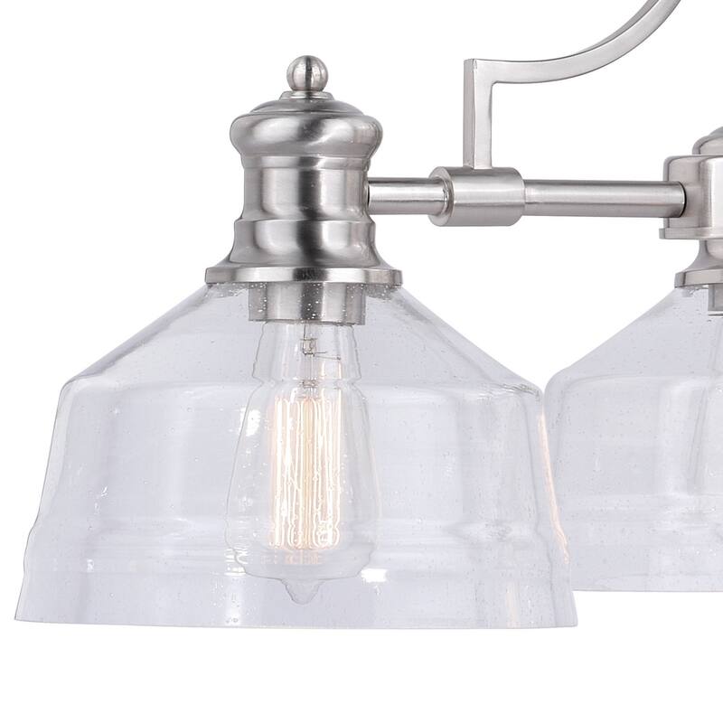 Farmhouse Chandelier 3 Light Small Ceiling Light Fixture Clear Glass Satin Nickel 26" - 20