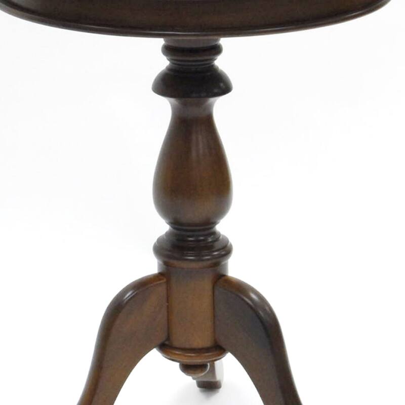 25.25" Chestnut Brown Round Side Table with Pedestal Base Curving Feet