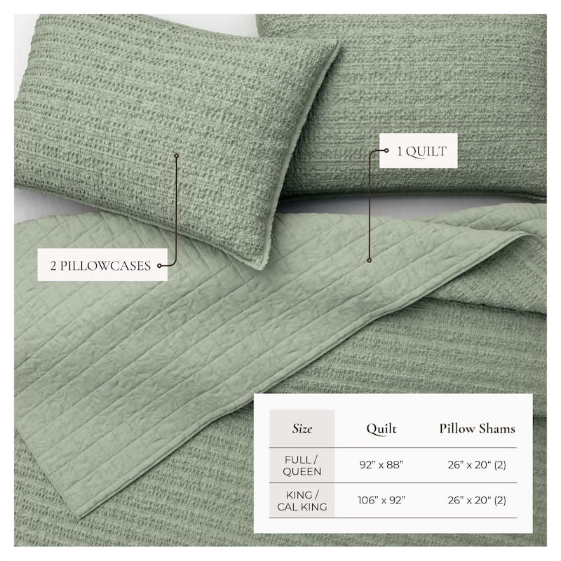 Linery & Co. Cotton Honeycomb Waffle Garment Washed Quilt Set