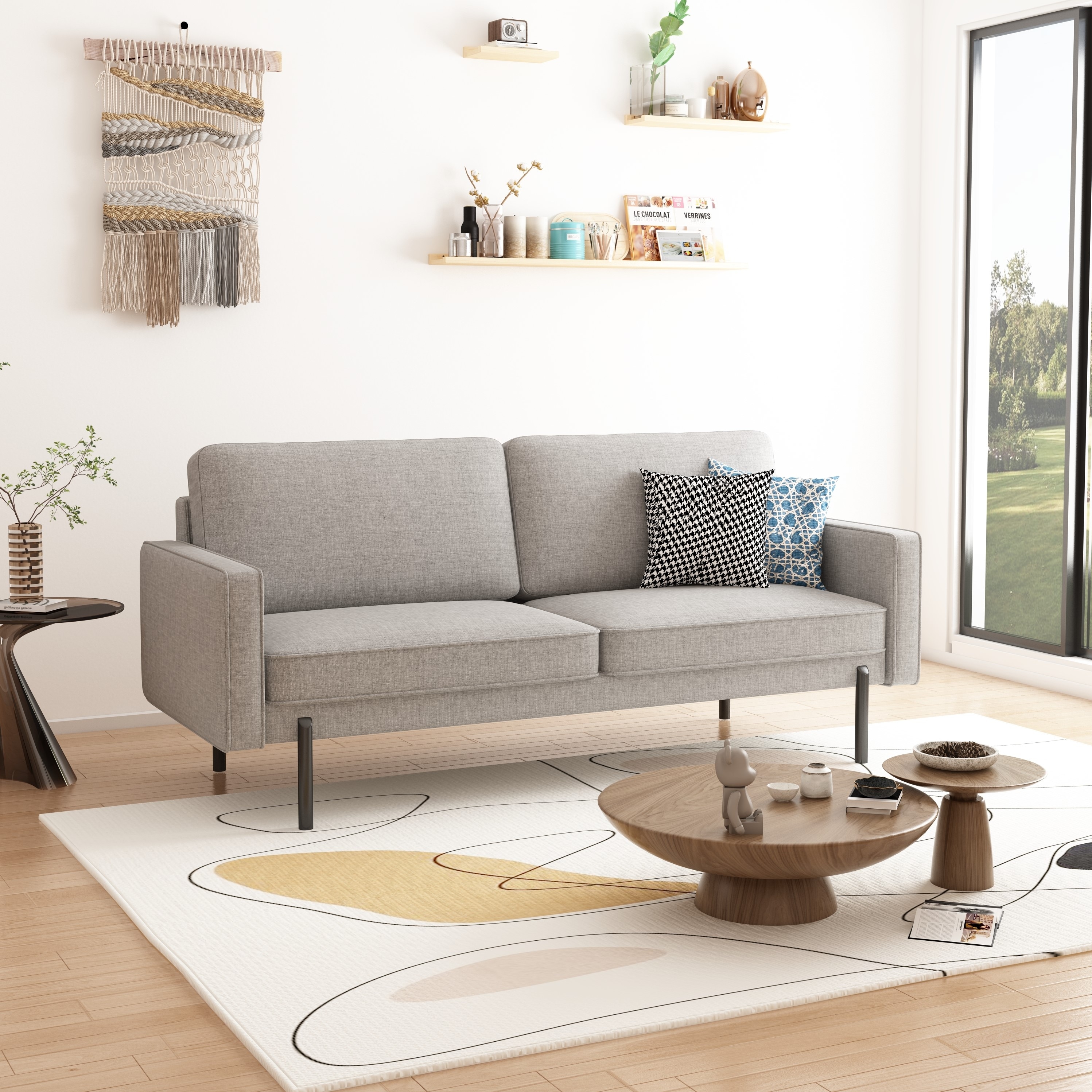 Modern Minimalist Luxe Linen Sofa wit...