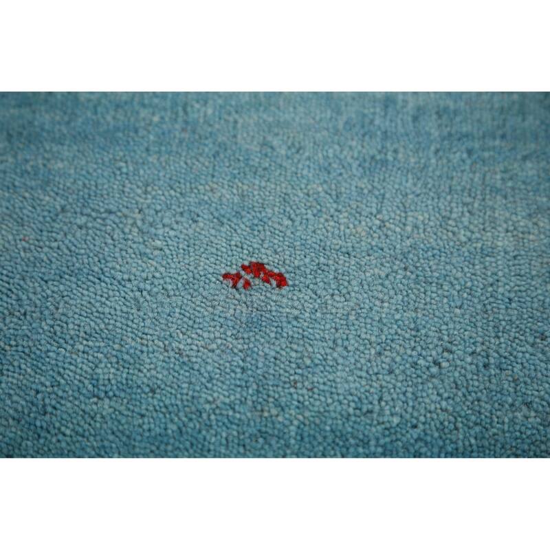 Hand Knotted Oriental 100% Wool Carpet Tribal Animal Pictorial Navy Blue & Blues Gabbeh Runner Rug - 9' 9'' X 2' 9''