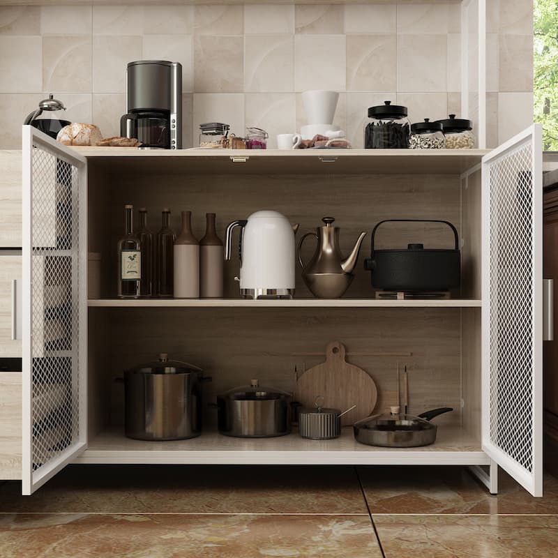 59"W Kitchen Cabinet Pantry with Sleek Design & Ample Storage - 59"W 68.5"H
