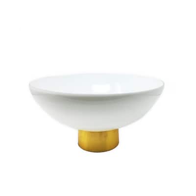 White Glass Bowl on Gold Base