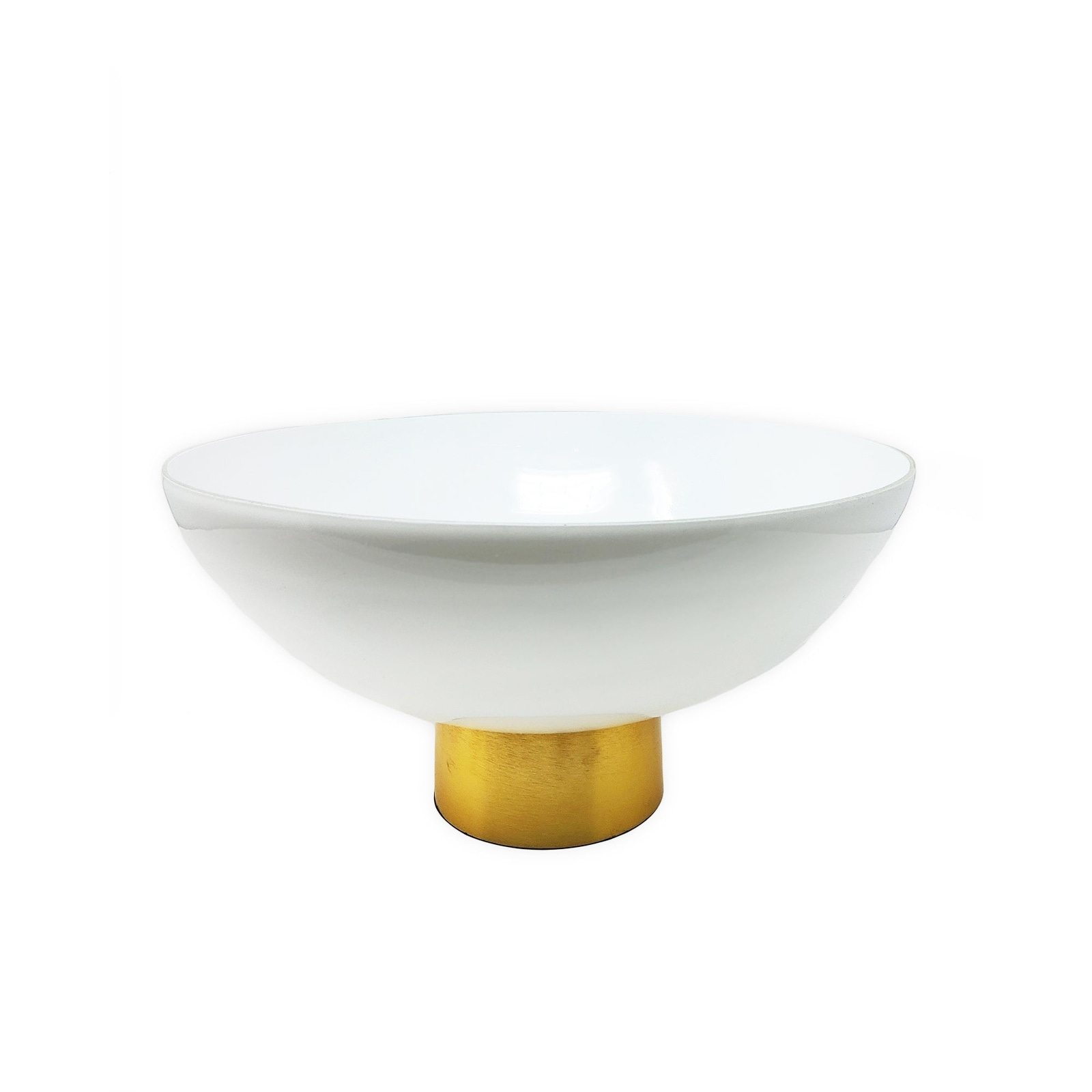 White Glass Bowl on Gold Base