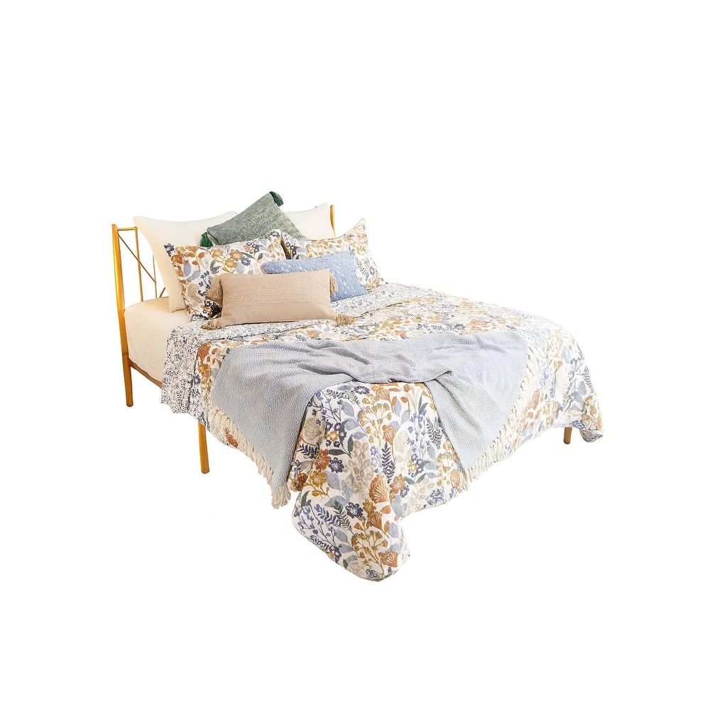 Delilah Spring Floral Cotton Quilt Set - Reversible and Machine Washable