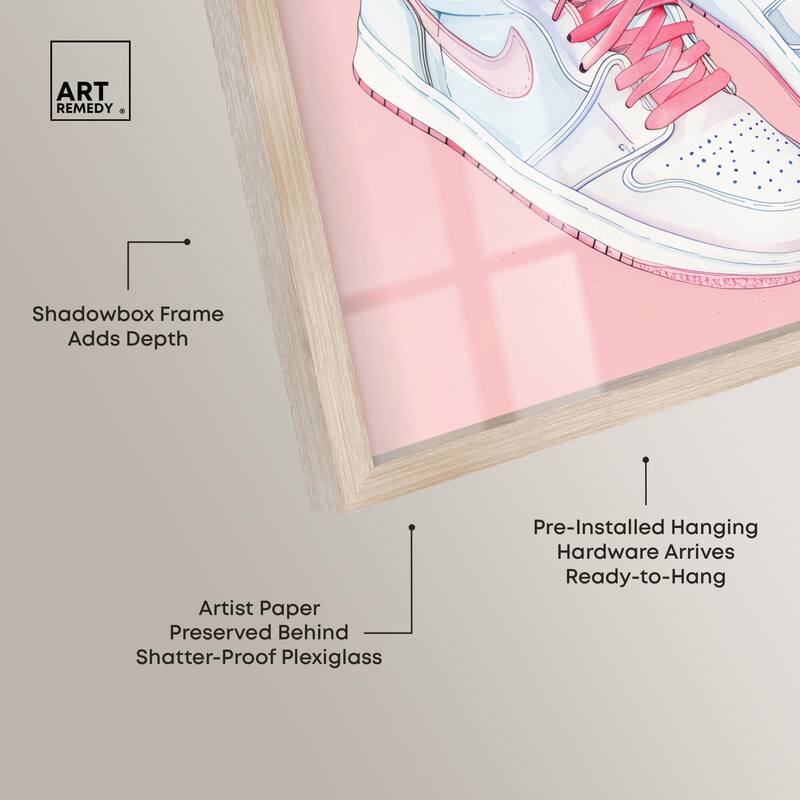 Blush Floral Bloom Sneakers Shadowbox by Art Remedy