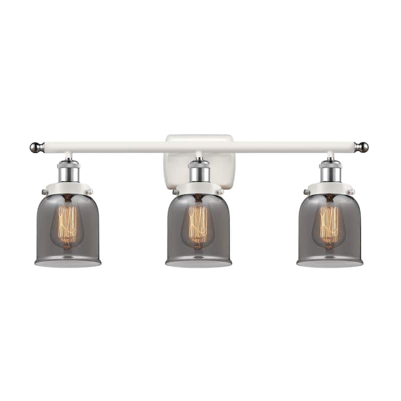 Innovations Lighting Ballston Urban Bell - 3 Light 26" Bath Vanity Light - White and Polished Chrome/Plated Smoke