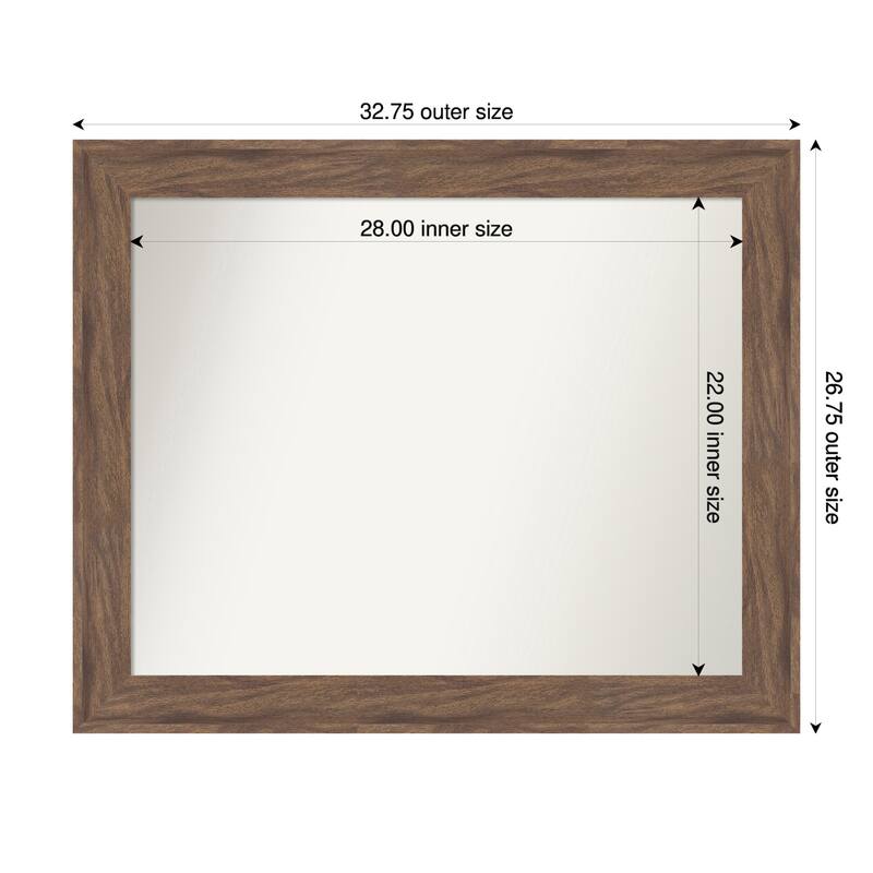 Pia Medium Brown Non-Beveled Framed Wall Mirror - Pia Medium Brown - 33 x 27 in