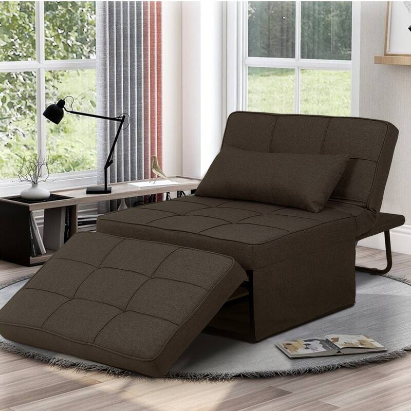 Zenova 4-1 Adjustable Sleeper Sofa Chair with Ottoman, Sofa Bed ,Couch Bed - Brown