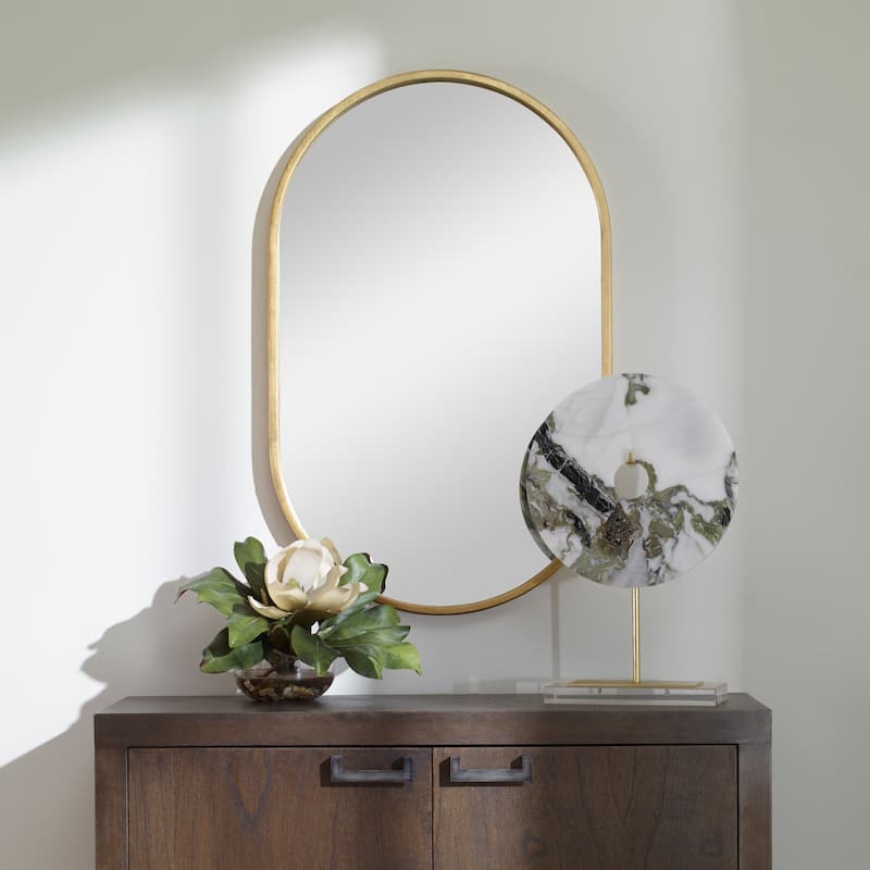 Uttermost Varina Minimalist Oval Mirror - Antique gold
