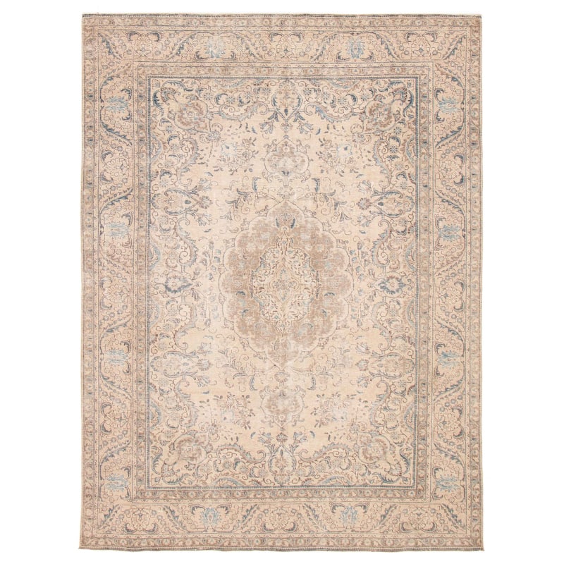 ECARPETGALLERY Hand-knotted Antalya Vintage Beige Wool Rug - 8'4 x 11'5 - Beige - 8'4 x 11'5