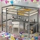 preview thumbnail 2 of 18, Twin Loft Wood Bed with Under-bed, Built-in Desk, a Storage Cabinet of 2 Drawers, Guardrails, Ladder