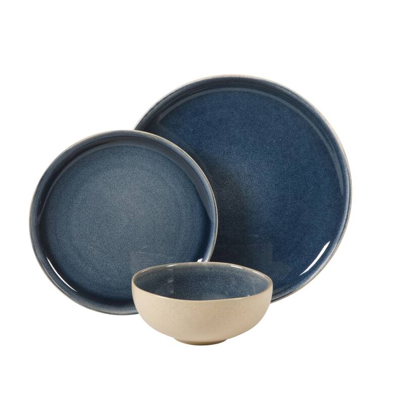 Gibson Elite Manila Bay 16-Piece & 12-Piece Stoneware Reactive Glaze Modern Artisan Dinnerware Set, Service for 4