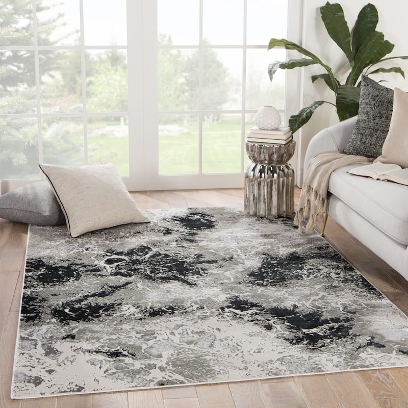 Silver Orchid Pugo Abstract Black/ Gray Area Rug