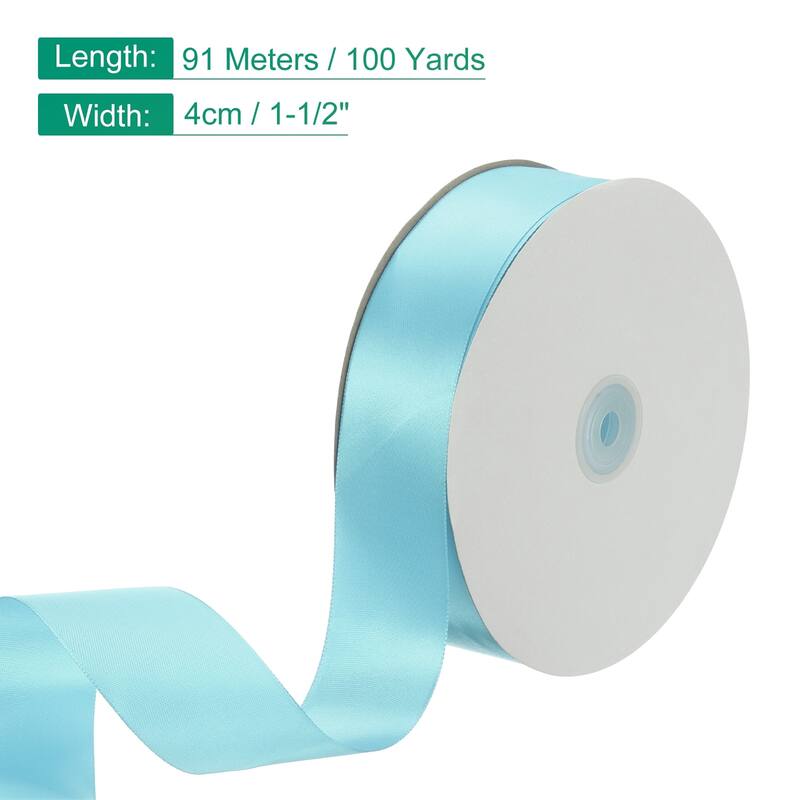 Satin Ribbon, 100 Yards Single Face Polyester Satin Ribbon - Sky Blue - 1-1/2 Inch