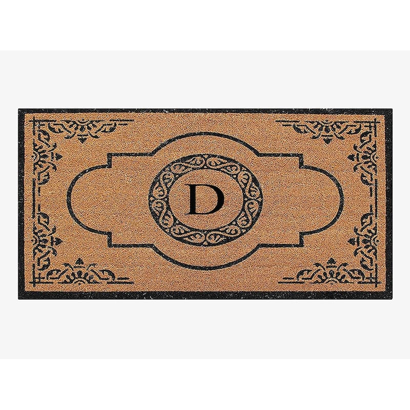A1HC Natural Coir Hand-crafted Abrilina Monogrammed Double Doormat - 36"x72" - D
