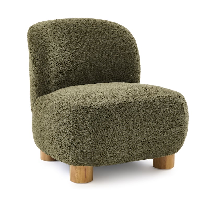 Christopher Knight Home - Modern Boucle Upholstered Accent Chair with Solid Rubberwood Legs