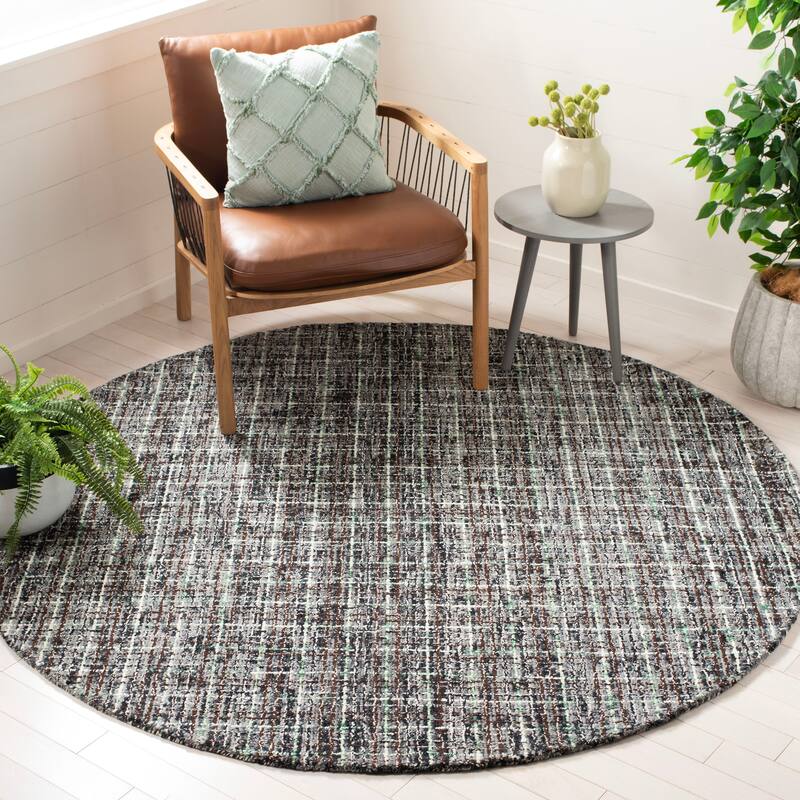SAFAVIEH Handmade Abstract Jonina Modern Wool Rug - 6' Round - Dark Grey/Brown