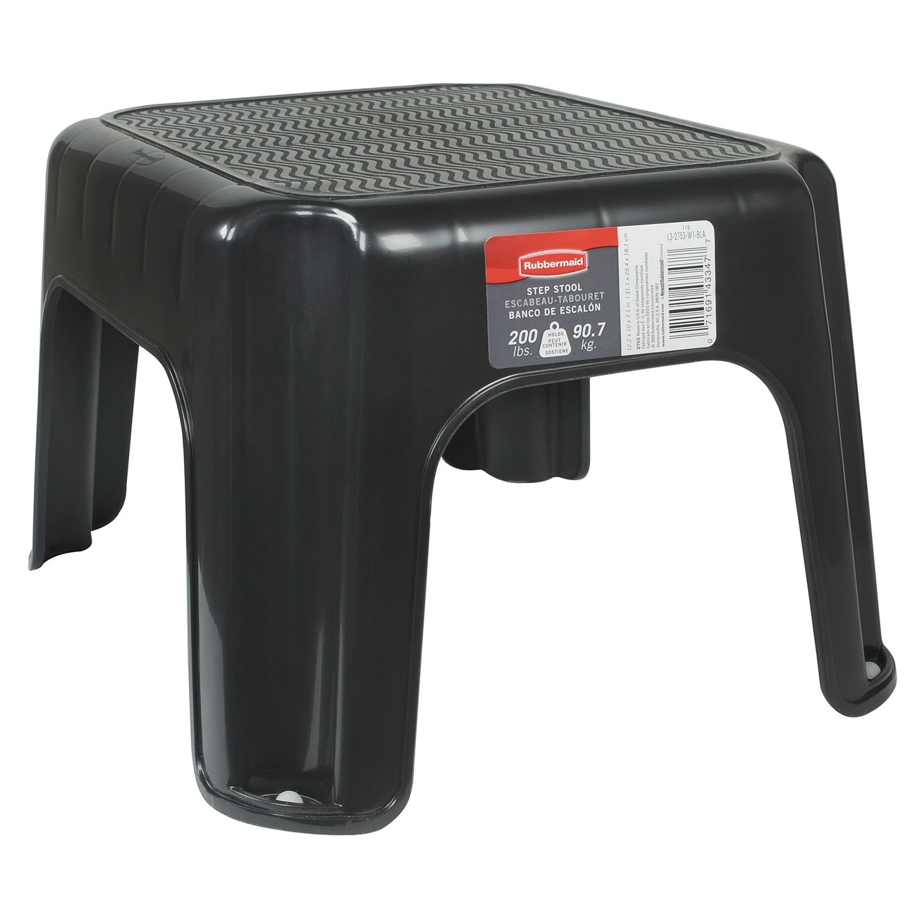 Shop Rubbermaid 1858957 7 12 Tall Plastic Step Stool Black Overstock 27778093