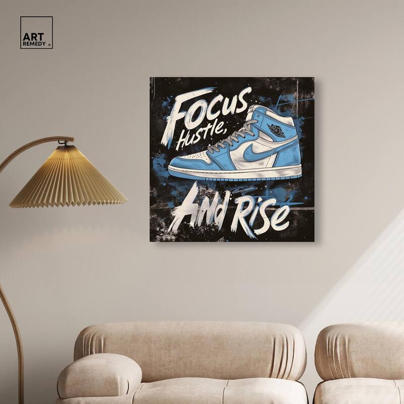 Hustle and Rise Sneaker Canvas by Art Remedy, Gallery Wrapped
