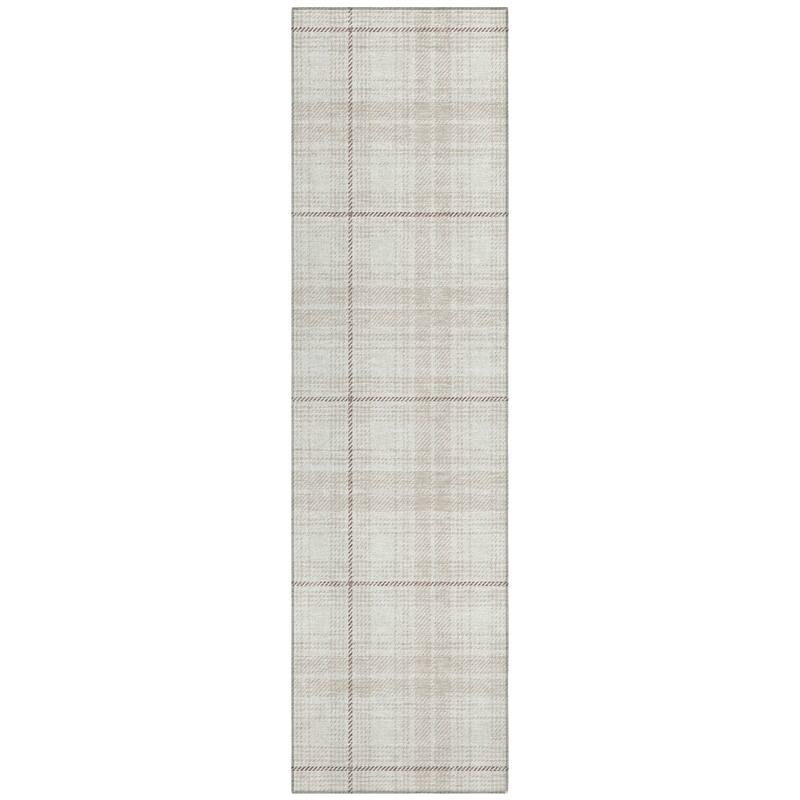 Machine Washable Indoor/ Outdoor Plaid Chantille Rug