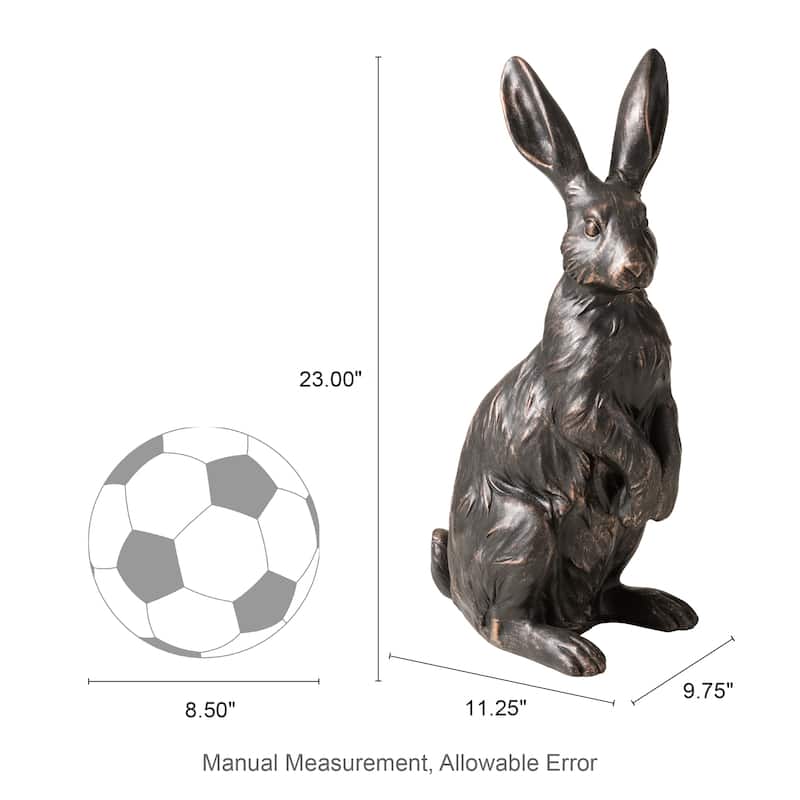 Glitzhome MGO Bronze Mom and Baby Rabbit Statue Standing Bunny Figurine