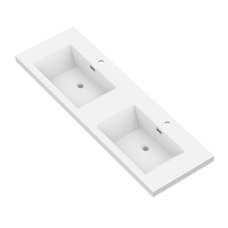 60" in. W x 26" in. D Integrated Resin Bathroom Sink Vanity Top Rectangular Sink One-Piece Design